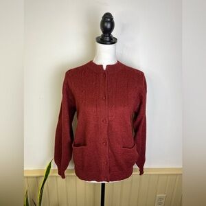 Vintage Peruvian Alpaca Wool Cardigan Sweater M Red Grandpa Preppy Fall Academia